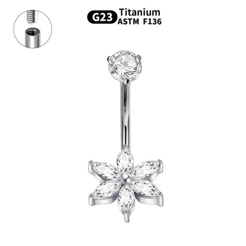Интернал украшение для пирсинга пупка. Цветок. Титан. IBNTJ013