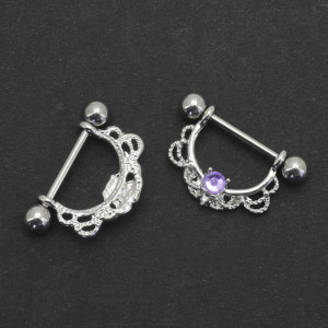 Украшение для пирсинга соска. Кристалл Violet. SNP05586