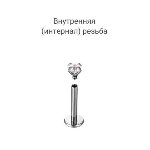 Интернал-лабрета 1,2 мм. Титан, циркон Aquamarine. ILTZ16-AQ