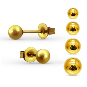 Серьги-гвоздики. Пара. Шарик, золотое титановое покрытие. SES-422-GD-2