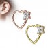 Кольцо-Daith сердце 1,2 мм с цветочком, золотое покрытие. RDHR1700