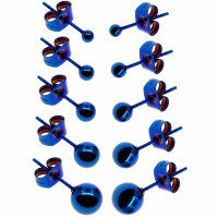 Серьги-гвоздики. Пара. Шарик, синее титановое покрытие. SES-422-BL-2