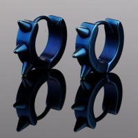 Серьга-кликер, 3 шипа, синее титановое покрытие. SK0212