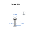 Лабрета 1,2 мм для пирсинга уха и губы. Титан. LBBT16