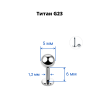 Лабрета 1,2 мм для пирсинга уха и губы. Титан. LBBT16