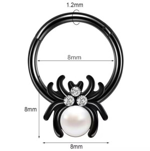 Кольцо сегментное 1,2 мм кликер для пирсинга септума. Паук. HSEGJ3014