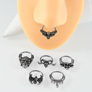 Кольцо сегментное 1,2 мм кликер для пирсинга септума. Череп. HSEG0641