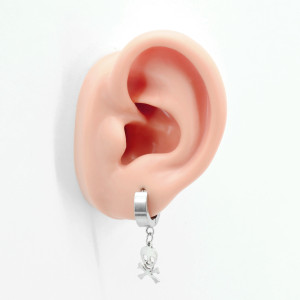 Серьга-кликер с подвеской Череп. Чёрное покрытие. SK5804B