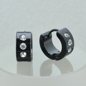 Серьга-кликер с кристаллами, чёрное анодирование. SK0226