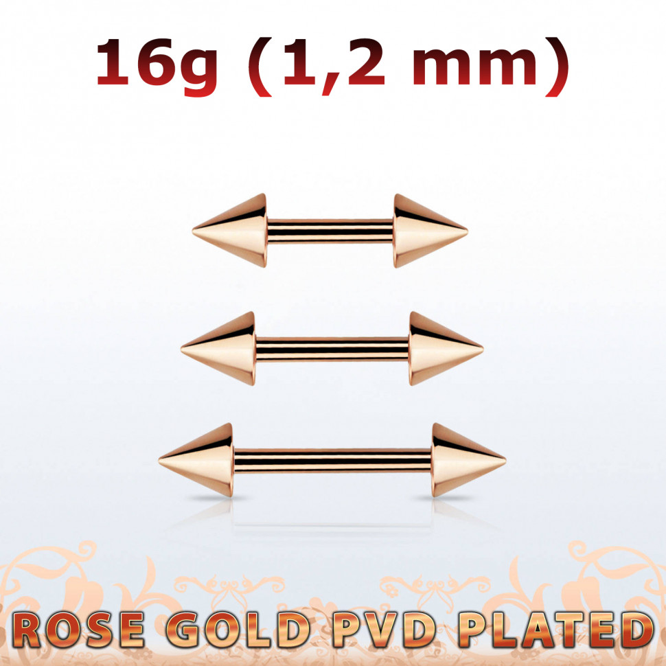 Штанга 1,2 мм. PVD покрытие розовым золотом. Конусы. BBERTT59
