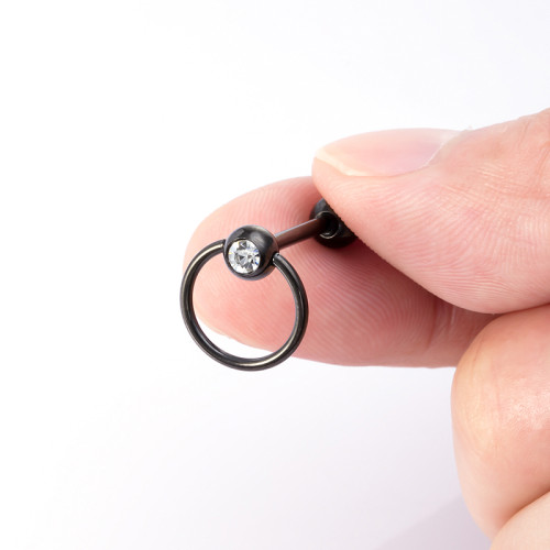 Штанга 1,6 мм с кристаллом и кольцом. Титановое покрытие. BBCJ14A