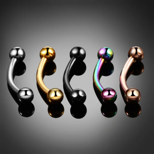 Микробанан 1,2 мм для пирсинга брови, губы, уха. Титан. Радужное анодирование. BNE16TR