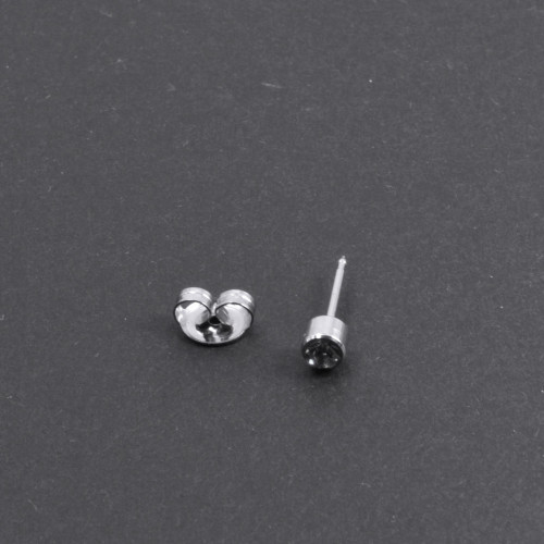 Одноразовый голубой пистолет для прокола ушей. Серьга-гвоздик цвет серебро с белым кристаллом OPP001