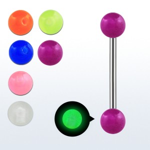 Штанга 1,6 мм. Титан, акриловые шарики 6 мм светятся в темноте. BBTGL14