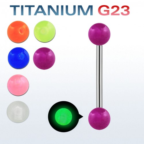 Штанга 1,6 мм. Титан, акриловые шарики 6 мм светятся в темноте. BBTGL14