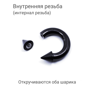 Интернал-циркуляр 5,0 мм для пирсинга Принц Альберт. Конусы, чёрное покрытие. ICBRCNA4