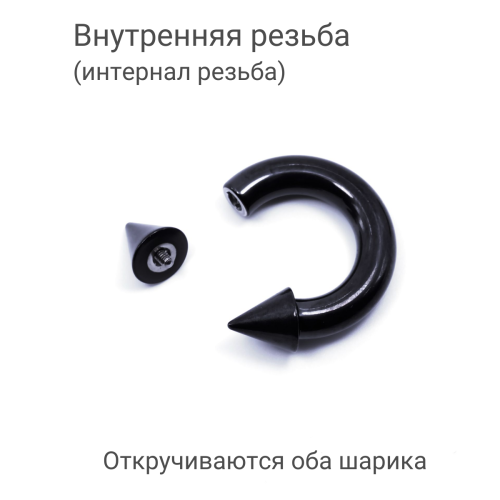 Интернал-циркуляр 5,0 мм для пирсинга Принц Альберт. Конусы, чёрное покрытие. ICBRCNA4