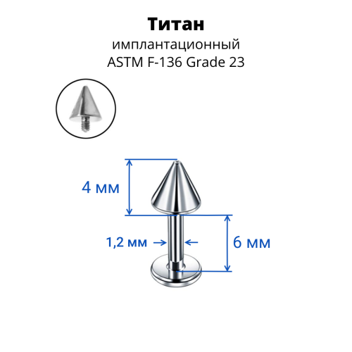 Интернал-лабрета 1,2 мм.Конус. Титан. ILBCNT16F
