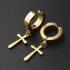 Клипса кольцо с подвеской крест, золотое анодирование. EAR3048