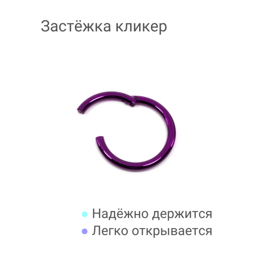 Кольцо сегментное 2,0 мм кликер. Титан, фиолетовое анодирование. HSEG12DV