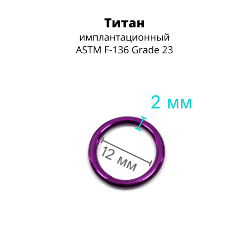 Кольцо сегментное 2,0 мм кликер. Титан, фиолетовое анодирование. HSEG12DV