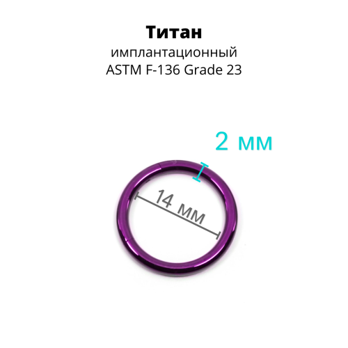 Кольцо сегментное 2,0 мм кликер. Титан, фиолетовое анодирование. HSEG12DV