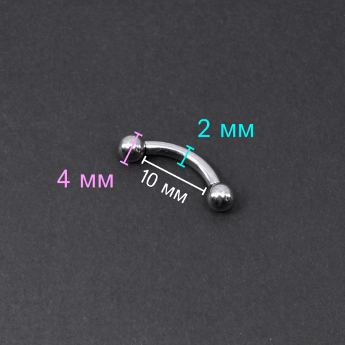 Интернал-банан 2,0 мм для пирсинга Принц Альберт. BNPB12