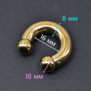 Интернал-циркуляр 8 мм для пирсинга Принц Альберт, золотое титановое покрытие. ICBRG0