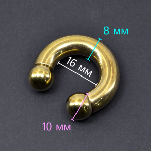 Интернал-циркуляр 8 мм для пирсинга Принц Альберт, золотое титановое покрытие. ICBRG0