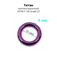 Кольцо сегментное 4,0 мм кликер. Титан, фиолетовое анодирование. HSEGT6DV