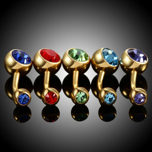 Украшение для пирсинга пупка. Титан, золотое анодирование. BNTAGJM