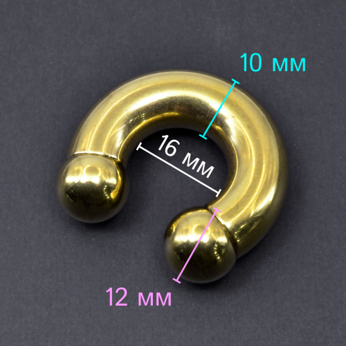 Интернал-циркуляр для пирсинга Принц Альберт 10 мм, золотое титановое покрытие. ICBRG00